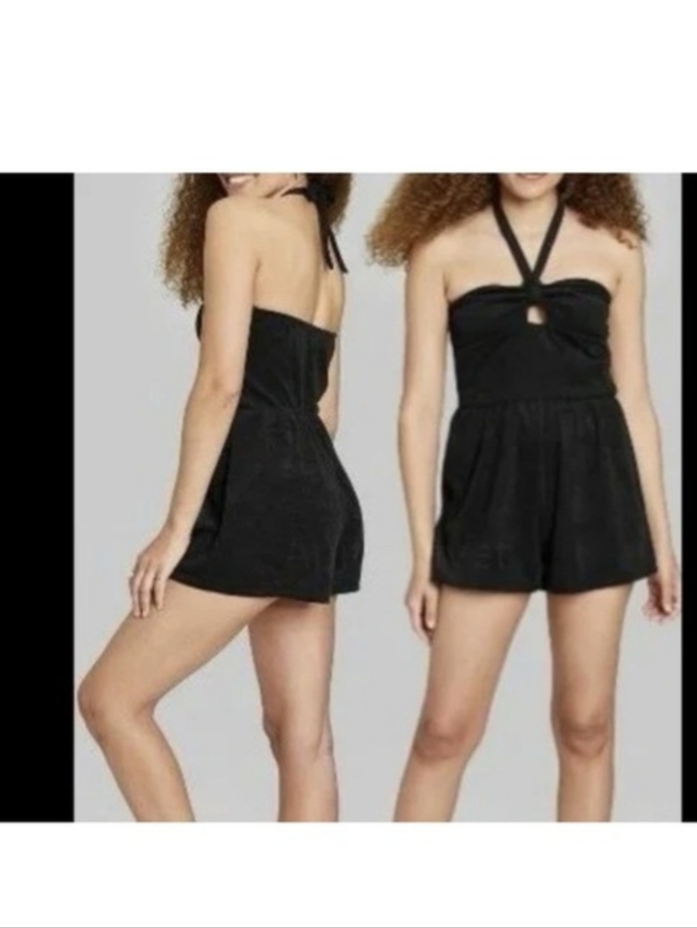 NWT Wild Fable Terrycloth Romper Coverup Swim Black S Small